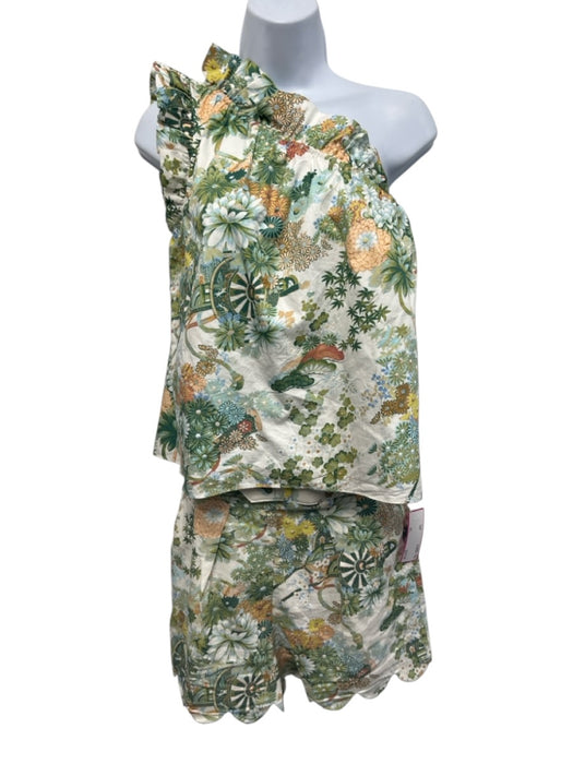 Mason's Daughter Size XS Green, Pink, Multi Cotton One Shoulder Short Set Green, Pink, Multi / XS