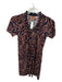 Tory Burch Size Est S Navy & Brown Silk Short Sleeve Buttons Dress Navy & Brown / Est S