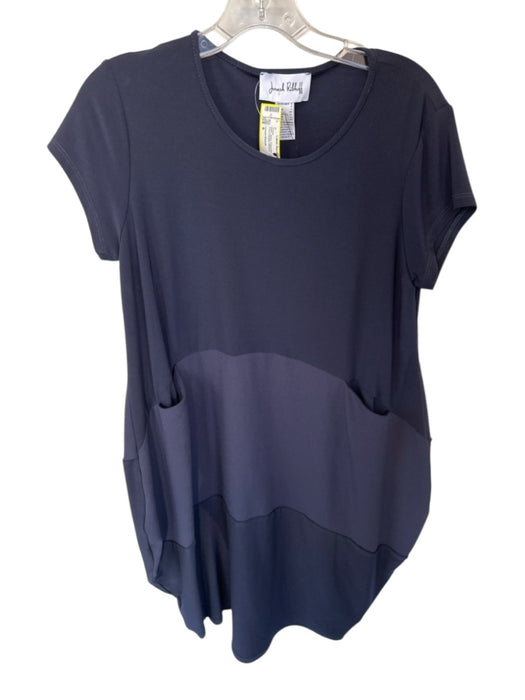 Joseph Ribkoff Size 6 Navy Polyester Short Sleeve Front Pocket Stretch Dress Navy / 6
