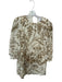 Tuckernuck Size S Cream & Brown Linen Blend Long Balloon Sleeve Botanical Dress Cream & Brown / S