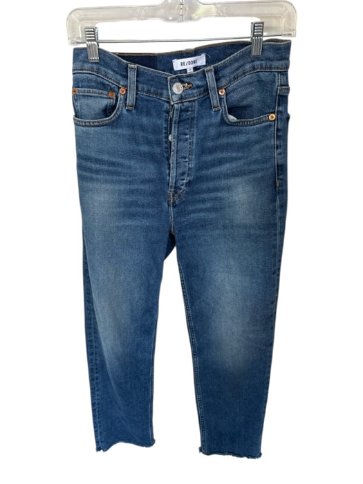 RE/DONE Size 27 Med Dark Wash Cotton Blend High Waist Button Fly Jeans Med Dark Wash / 27
