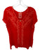 Johnny Was Size S Tomato Cupra Short Sleeve Embroidered Lace Trim Top Tomato / S