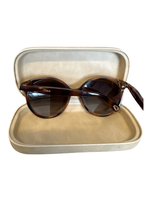 Chloe Brown Acetate Tortoise shell Round Oversized Sunglasses Brown