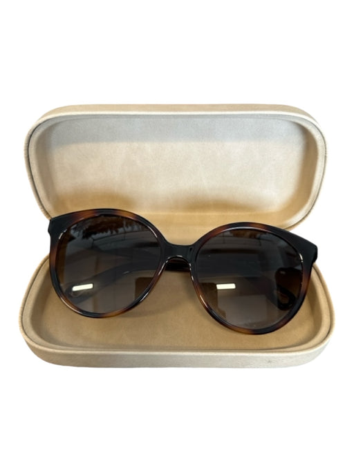 Chloe Brown Acetate Tortoise shell Round Oversized Sunglasses Brown