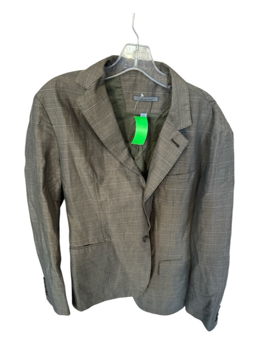 John Varvatos Gray & Taupe Print Cotton Blend Plaid Men's Blazer 50