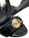 Versace Shoe Size 36.5 Black Patent Leather GHW Logo Open Toe Ankle Buckle Heels Black / 36.5