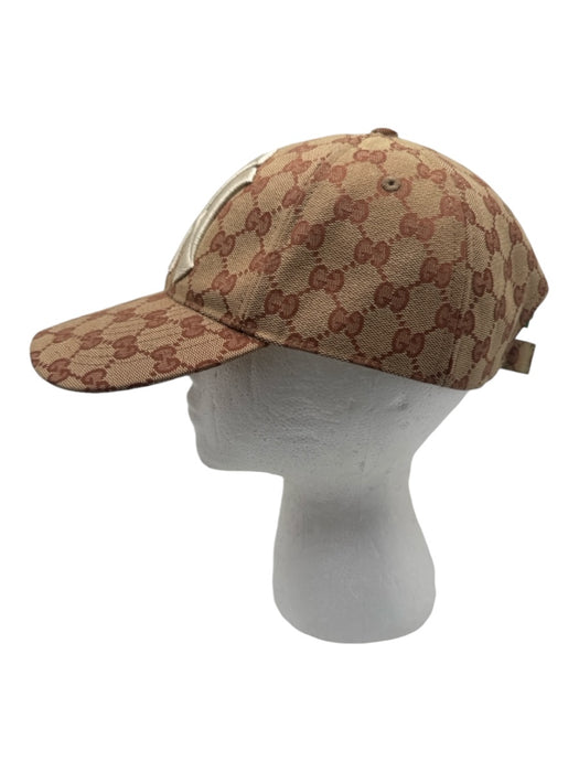 Gucci Light Brown & Cream Polyester Blend Guccisima Yankees Baseball Cap Hat Light Brown & Cream