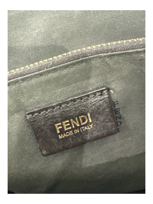 Fendi Brown & Blue Print Canvas & Leather Zucca Monogram Tote Bag Brown & Blue Print / M