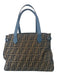 Fendi Brown & Blue Print Canvas & Leather Zucca Monogram Tote Bag Brown & Blue Print / M