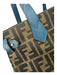 Fendi Brown & Blue Print Canvas & Leather Zucca Monogram Tote Bag Brown & Blue Print / M