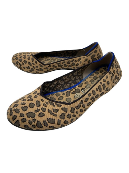 Rothy's Shoe Size 9.5 Beige & Black Synthetic Knit round toe Animal Print Flats Beige & Black / 9.5