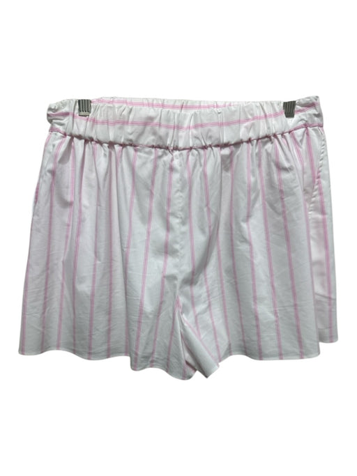 Cinq a Sept Size S White & Pink Cotton & Polyester Striped Elastic Waist Shorts White & Pink / S