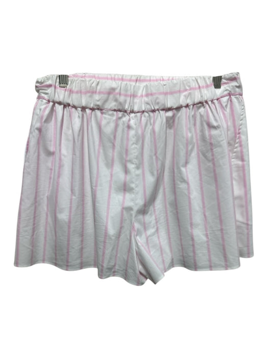 Cinq a Sept Size S White & Pink Cotton & Polyester Striped Elastic Waist Shorts White & Pink / S