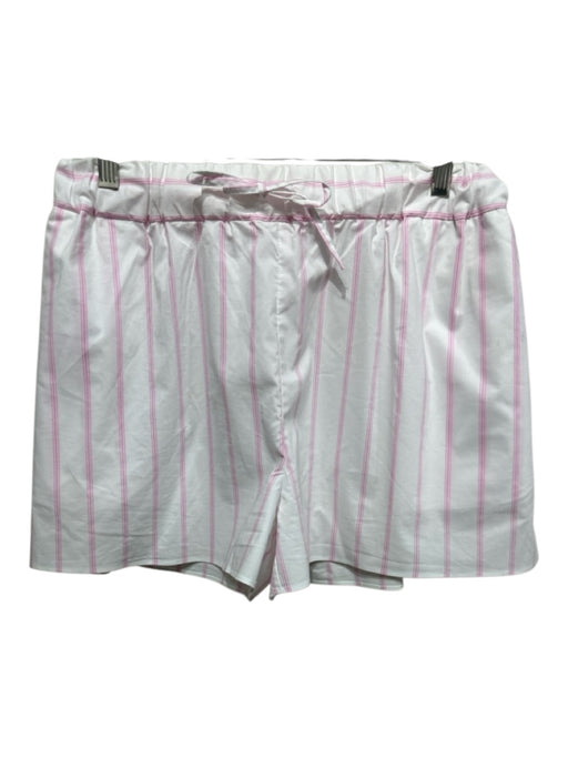 Cinq a Sept Size S White & Pink Cotton & Polyester Striped Elastic Waist Shorts White & Pink / S