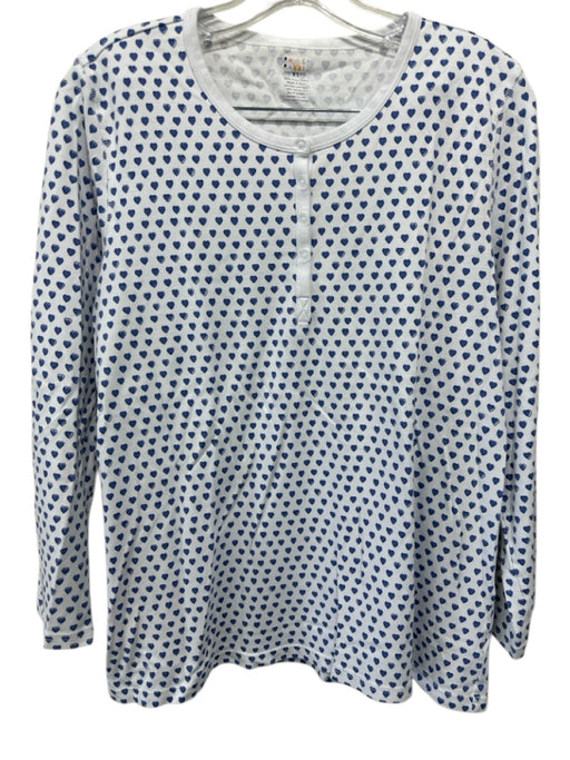 Roller Rabbit Size XL White & Blue Cotton Hearts Long Sleeve Pajamas Pant Set White & Blue / XL