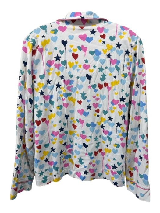 Roller Rabbit Size XL White & Multi Cotton Hearts Long Sleeve Stars Pant Set White & Multi / XL