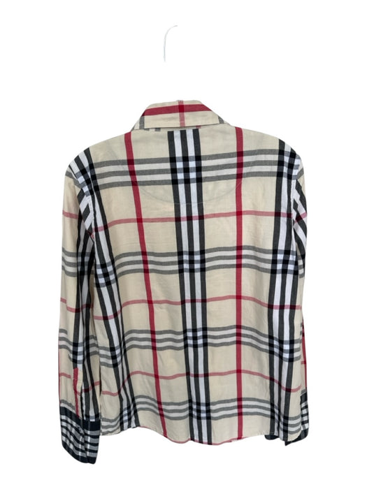 Tizzie Size M Cream & Red Cotton Long Sleeve Plaid Button Down Top Cream & Red / M