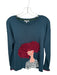 Lisa Todd Size S Teal & Red Cotton & Cashmere Embroidered Person Sweater Teal & Red / S