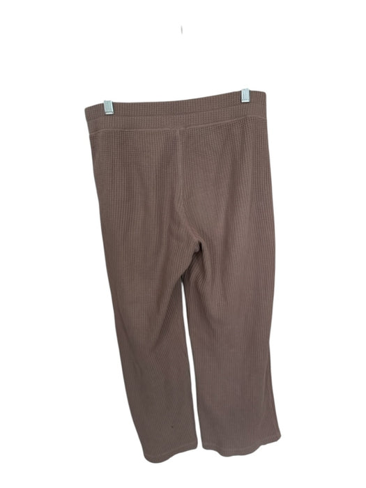 Faherty Size M Taupe Organic Cotton Elastic Waist Waffle Wide Leg Lounge Pants Taupe / M