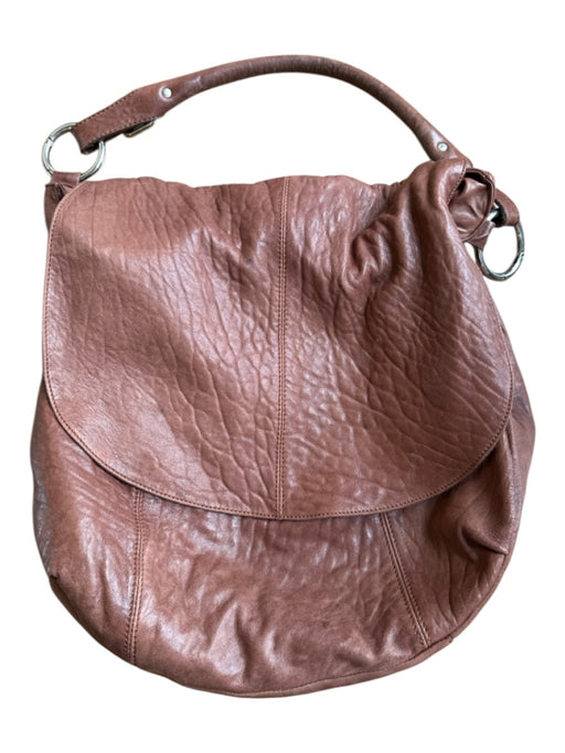 Puntotres Brown Leather Front Flap Shoulder Strap Bag Brown / M