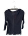 Eileen Fisher Size M Navy Silk Long Sleeve Crinkle Semi Sheer Buttons Top Navy / M