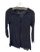 Eileen Fisher Size M Navy Silk Long Sleeve Crinkle Semi Sheer Buttons Top Navy / M