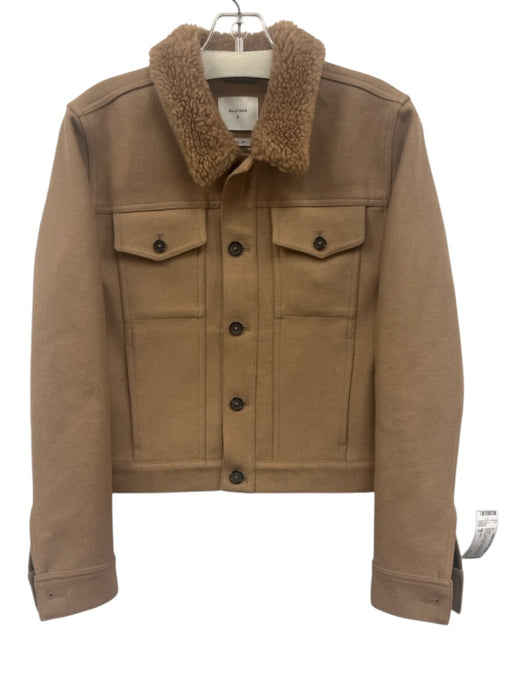 Billy Reid Size S Brown Camel Hair Long Sleeve Button Up Fleece Collar Jacket Brown / S