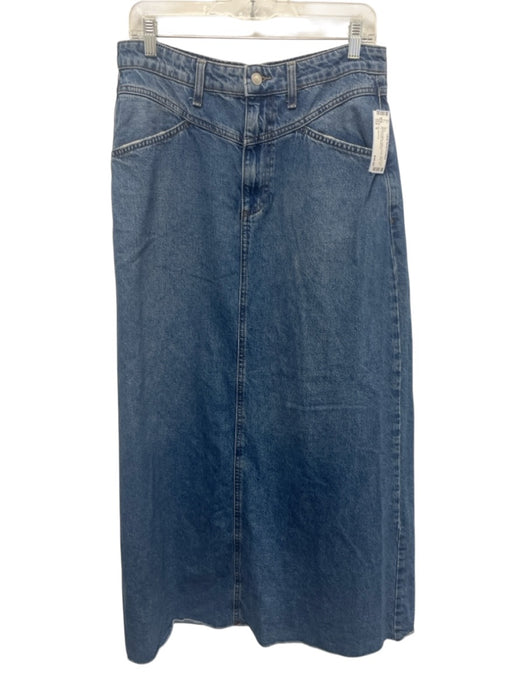 We The Free Size 8 Medium Wash Cotton Denim Maxi Zip Fly Pockets Skirt Medium Wash / 8