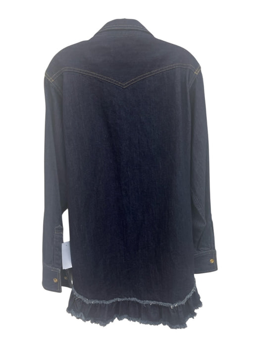 Caroline Constas Size M Dark Wash Cotton Long Sleeve Button Up Collar Dress Dark Wash / M