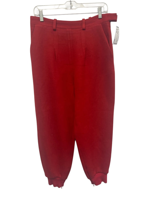 Chloe Size 40 Red Wool Trouser Side Zip Cinched Pants Red / 40