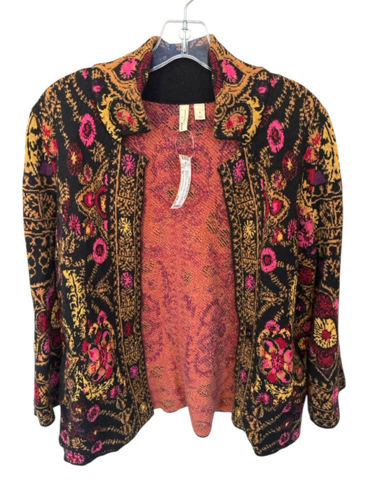 Moth by Anthropologie Size M Multi Cotton Blend Clasp Pocket Collar Sweater Multi / M