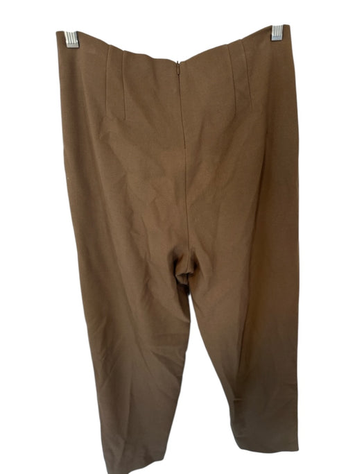 Zara Size S Brown Polyester Blend Pleated High Waist Pants Brown / S