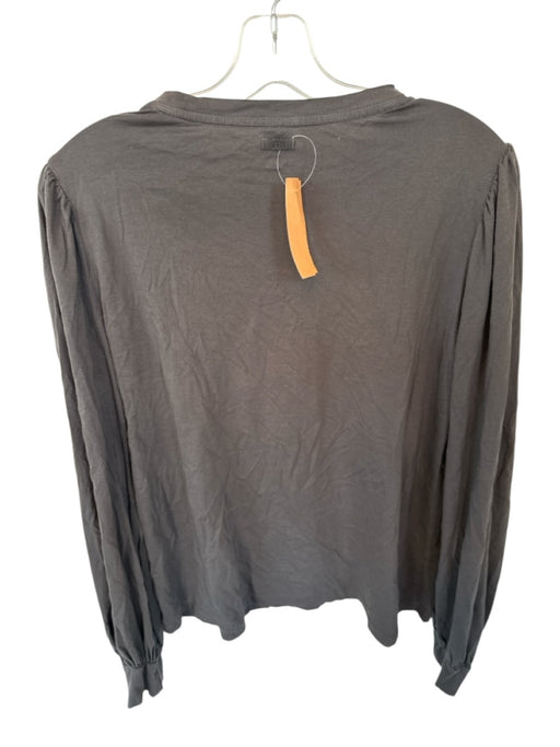 Lunya Size S Dark Grey Pima Cotton Long Sleeve Pleated Sleeves Crewneck Top Dark Grey / S