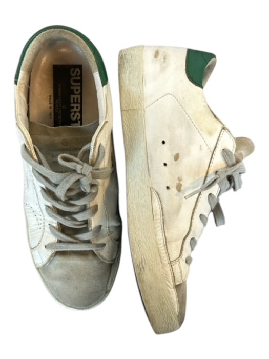 Golden Goose Shoe Size 38 White & Green Leather Suede Color Block Sneakers White & Green / 38