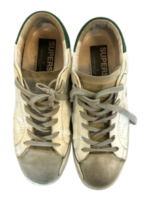 Golden Goose Shoe Size 38 White & Green Leather Suede Color Block Sneakers White & Green / 38