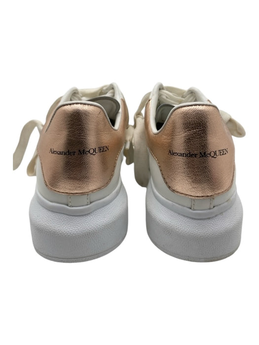 Alexander McQueen Shoe Size 36 White & Rose Gold Leather Low Top Laces Sneakers White & Rose Gold / 36