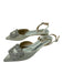 Badgley Mischka Shoe Size 6 White & Silver Satin Pointed Toe Rhinestone Sandals White & Silver / 6