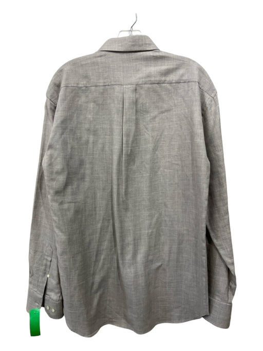 Canali Size L Gray Cotton Lines Button Down Men's Long Sleeve Shirt L