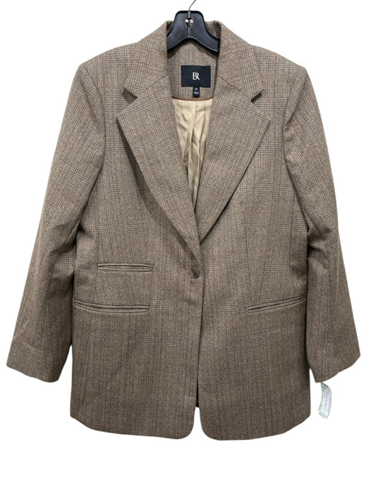 Banana Republic Size 14 Brown & Beige Wool Heathered Shoulder Pads Blazer Jacket Brown & Beige / 14