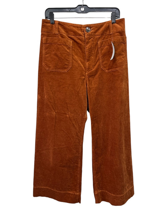 Maeve Size 32 Orange Cotton & Modal Corduroy Mid Rise Wide Leg Pants Orange / 32