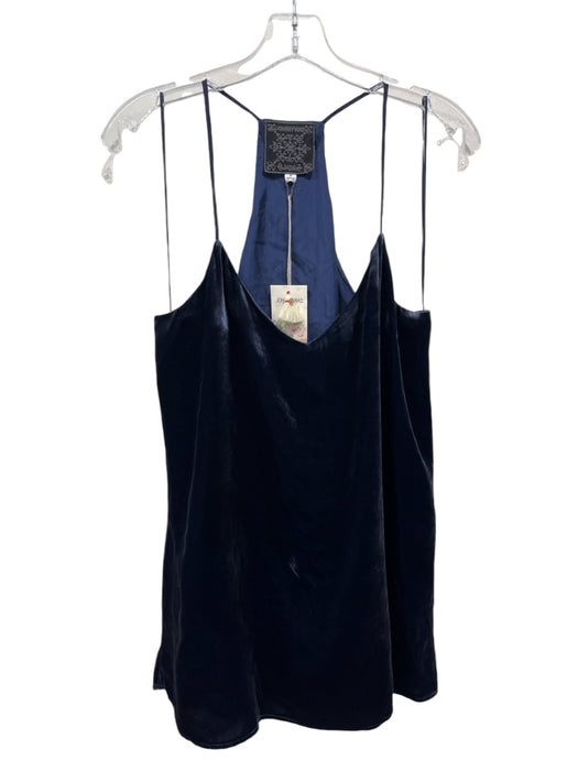 Johnny Was Size M Blue Rayon & Silk V Neck Sleeveless Velvet Top Blue / M