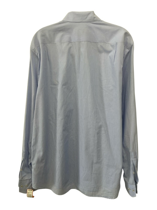 Carolina Herrera Size 17 Blue & White Cotton Striped Button Up Long Sleeve Shirt Blue & White / 17