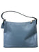 Coach Blue Leather Zip Close Shoulder silver hardware Buckle Detail Bag Blue / M