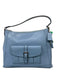 Coach Blue Leather Zip Close Shoulder silver hardware Buckle Detail Bag Blue / M