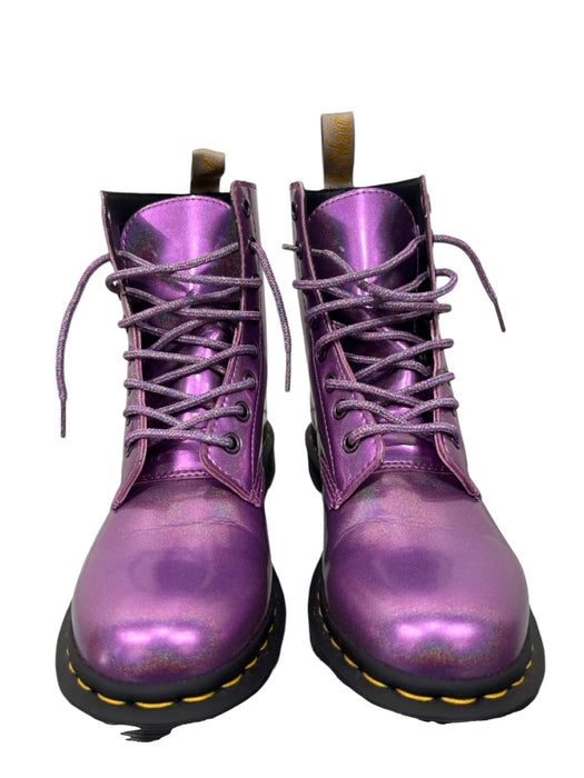 Dr Marten Shoe Size 7 Purple Vegan Leather Metallic Glitter Laces Ankle Boots Purple / 7