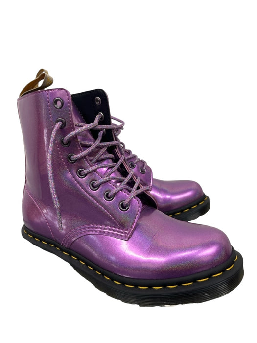 Dr Marten Shoe Size 7 Purple Vegan Leather Metallic Glitter Laces Ankle Boots Purple / 7