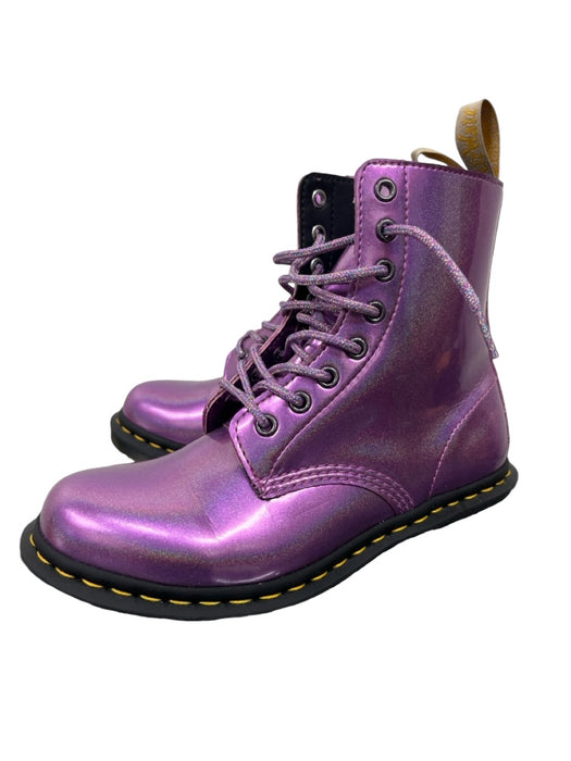 Dr Marten Shoe Size 7 Purple Vegan Leather Metallic Glitter Laces Ankle Boots Purple / 7