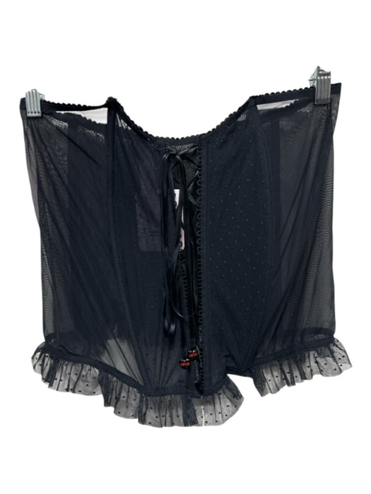 Savage X Fenty Size 1X Black Poliamide Mesh Tie Detail Corset Lingerie Black / 1X