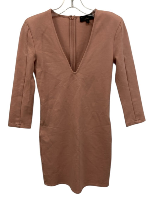 Michael Costello Size S Light Pink Rayon & Nylon 3/4 Sleeve V Neck Dress Light Pink / S
