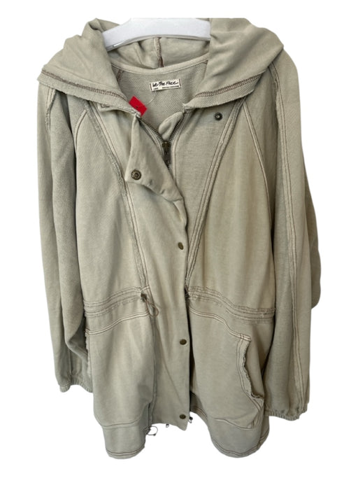 We The Free Size L Sage green Cotton Blend Hood Long Balloon Sleeve Jacket Sage green / L